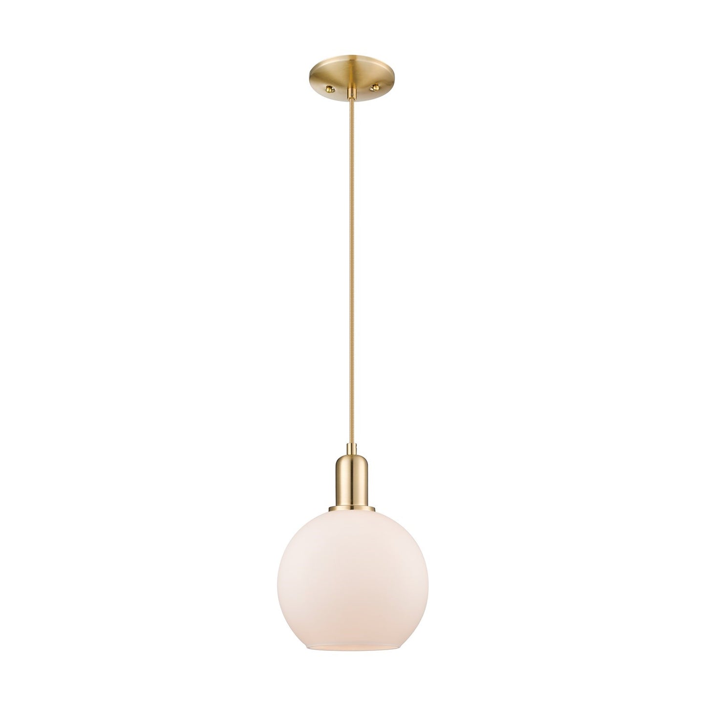 Innovations Athens 8in 1-Light Mini Pendant | Industrial Champagne Bronze Steel and Matte White Glass | Kitchen Island & Dining | Model 716-1P-CB-G121-8