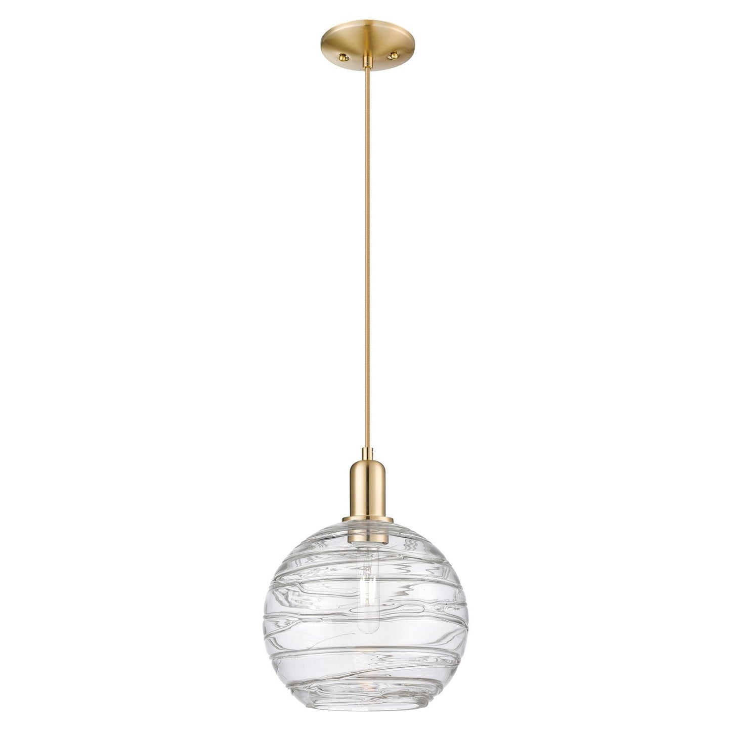 Innovations Athens Deco Swirl 10in 1-Light Mini Pendant | Industrial Champagne Bronze Steel and Clear Deco Swirl Glass | Model 716-1P-CB-G1213-10CL