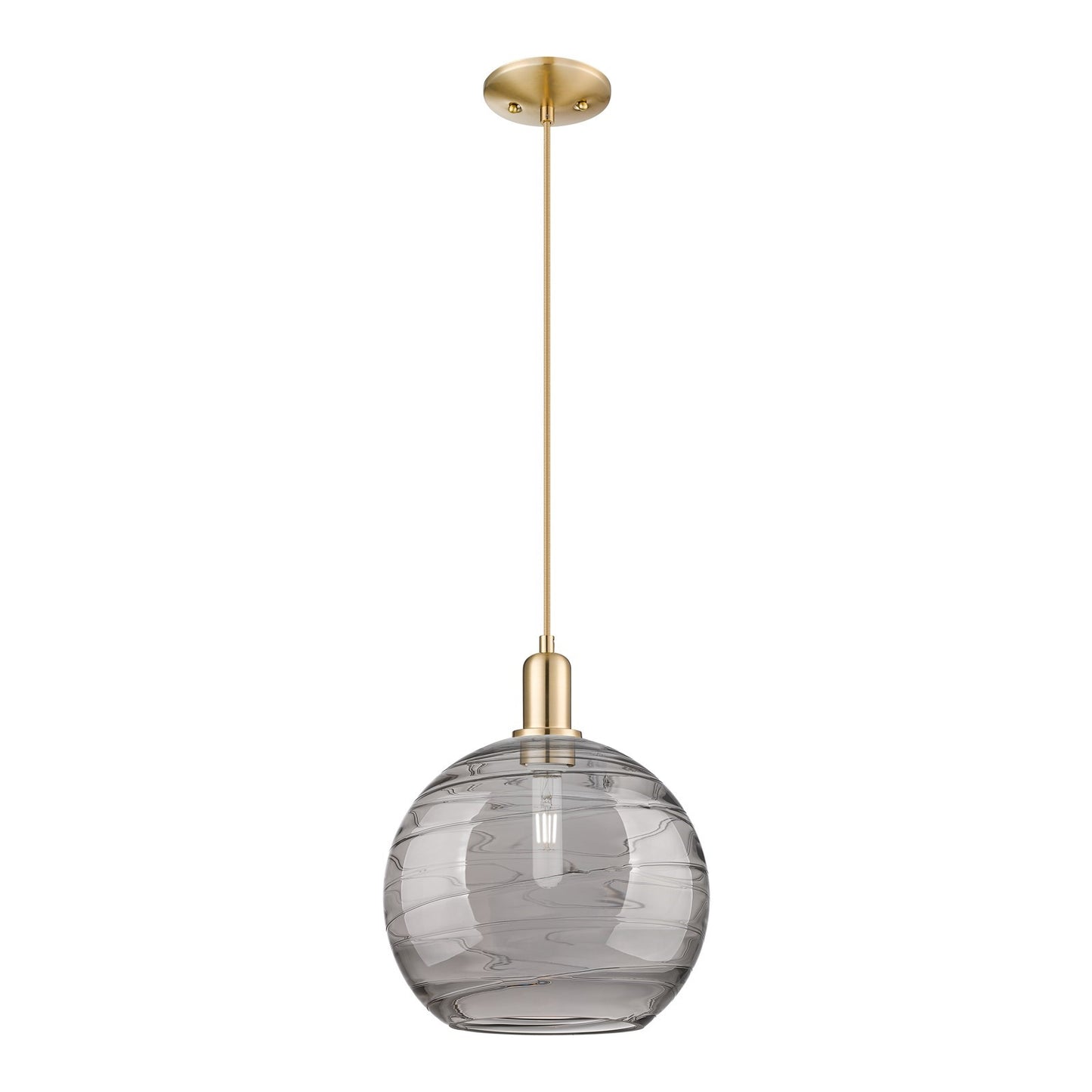 Innovations Athens Deco Swirl 12in 1-Light Mini Pendant | Industrial Champagne Bronze Steel and Light Smoke Glass | Kitchen | Model 716-1P-CB-G1213-12SM