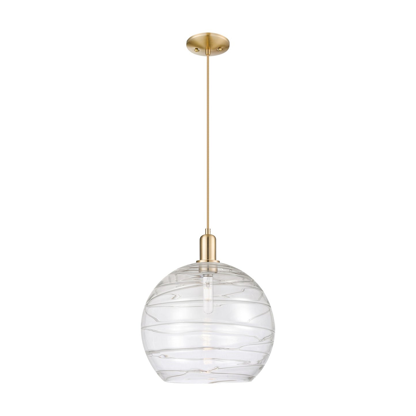 Innovations Athens Deco Swirl 14in 1-Light Mini Pendant | Industrial Champagne Bronze Steel and Clear Glass | Kitchen Island | Model 716-1P-CB-G1213-14CL