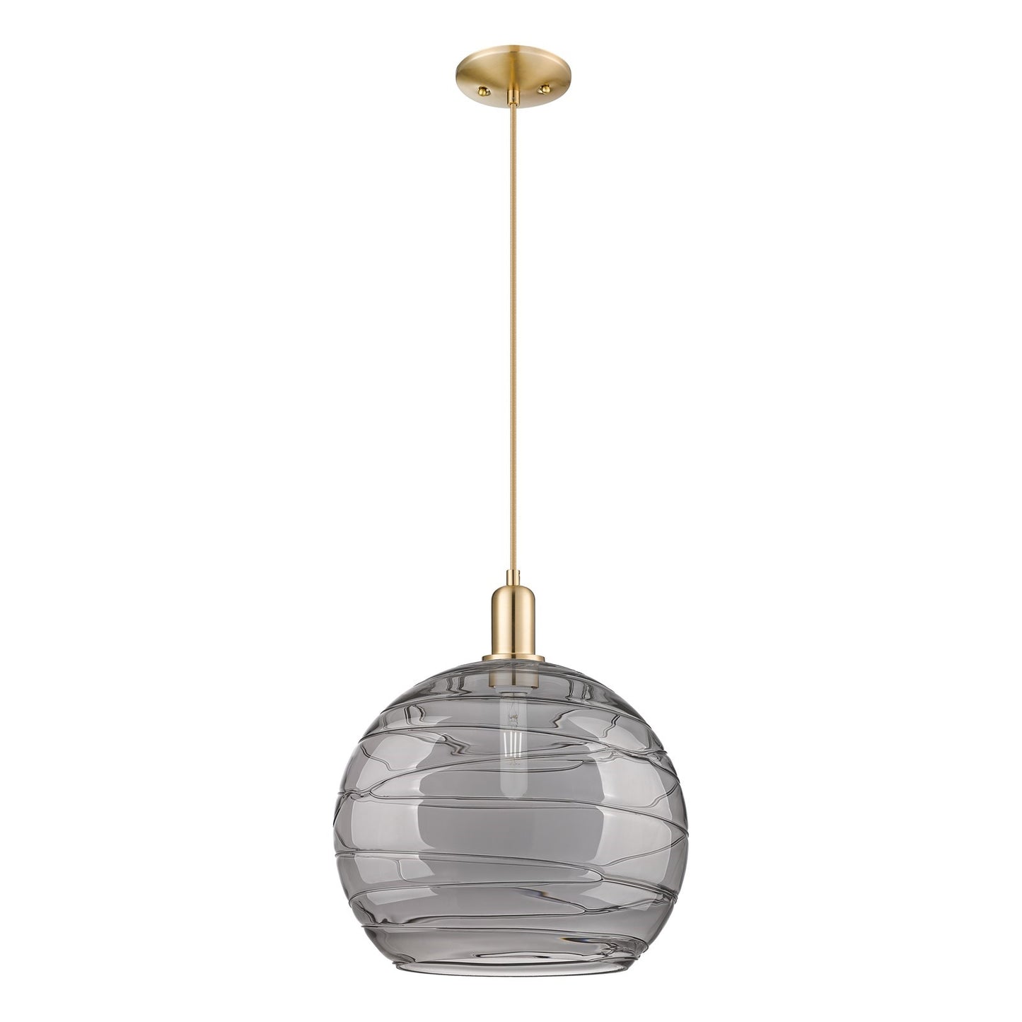 Innovations Athens Deco Swirl 14in 1-Light Mini Pendant | Industrial Champagne Bronze Steel and Light Smoke Glass | Kitchen | Model 716-1P-CB-G1213-14SM