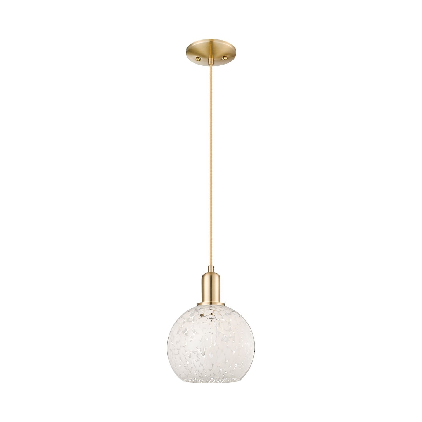 Innovations White Mouchette 8in 1-Light Mini Pendant | Industrial Champagne Bronze Steel and White Glass | Kitchen Island & | Model 716-1P-CB-G1216-8WM