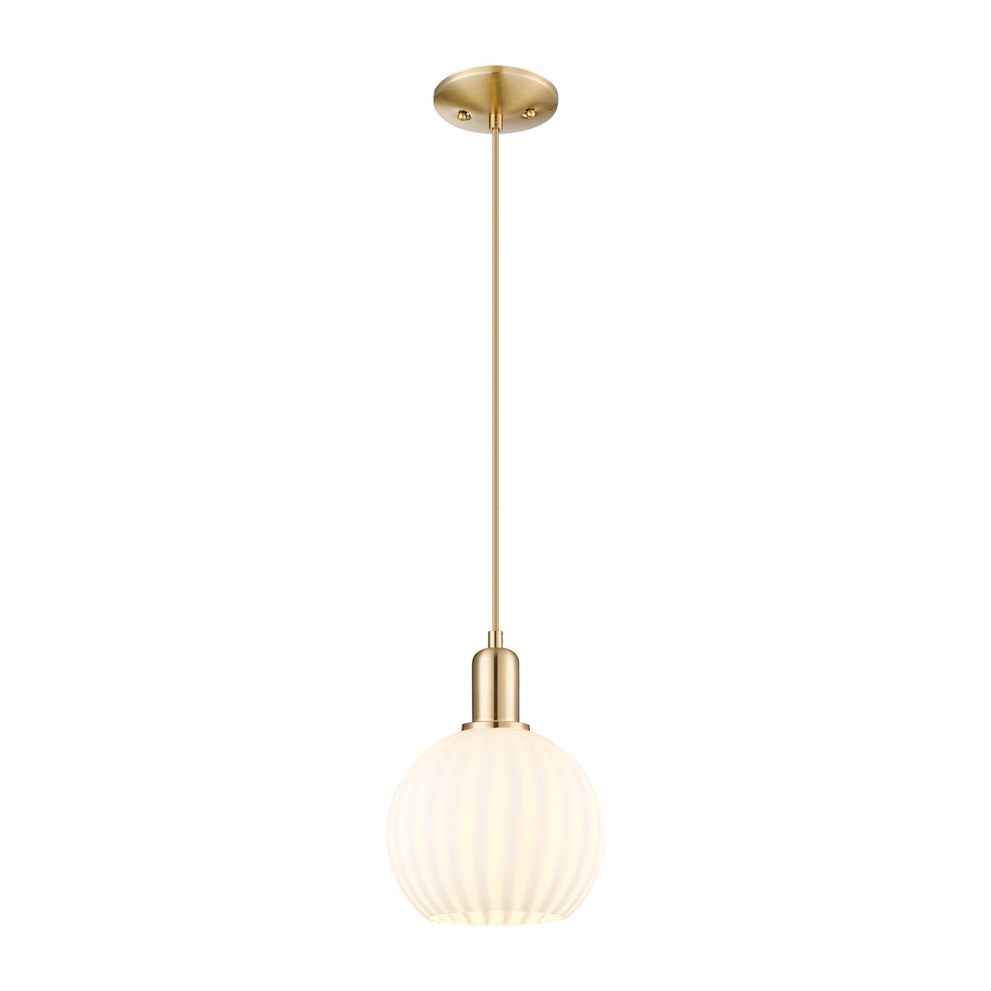 Innovations Lighting Arcadia 8in 1-Light Mini Pendant | Industrial Champagne Bronze Steel and White Venetian Glass | Kitchen | Model 716-1P-CB-G1217-8WV