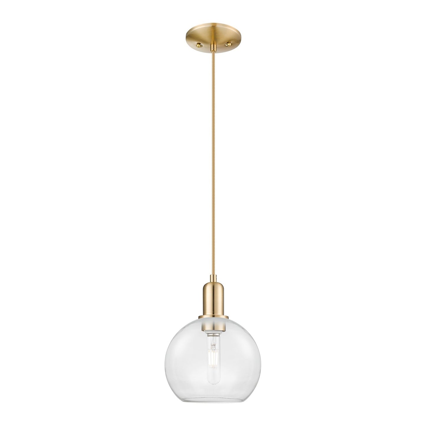 Innovations Athens 8in 1-Light Mini Pendant | Industrial Champagne Bronze Steel and Clear Glass | Kitchen Island & Dining Room | Model 716-1P-CB-G122-8