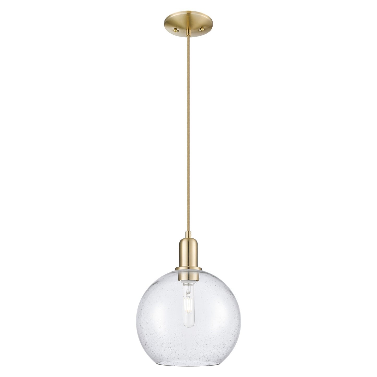 Innovations Athens 10in 1-Light Mini Pendant | Industrial Champagne Bronze Steel and Seedy Glass | Kitchen Island & Dining Room | Model 716-1P-CB-G124-10