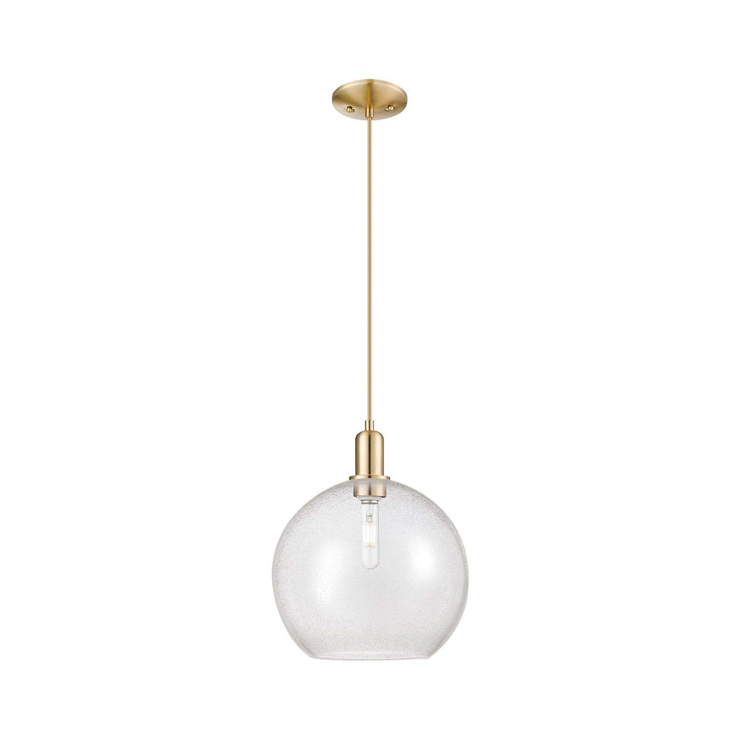 Innovations Athens 12in 1-Light Mini Pendant | Industrial Champagne Bronze Steel and Seedy Glass | Kitchen Island & Dining Room | Model 716-1P-CB-G124-12