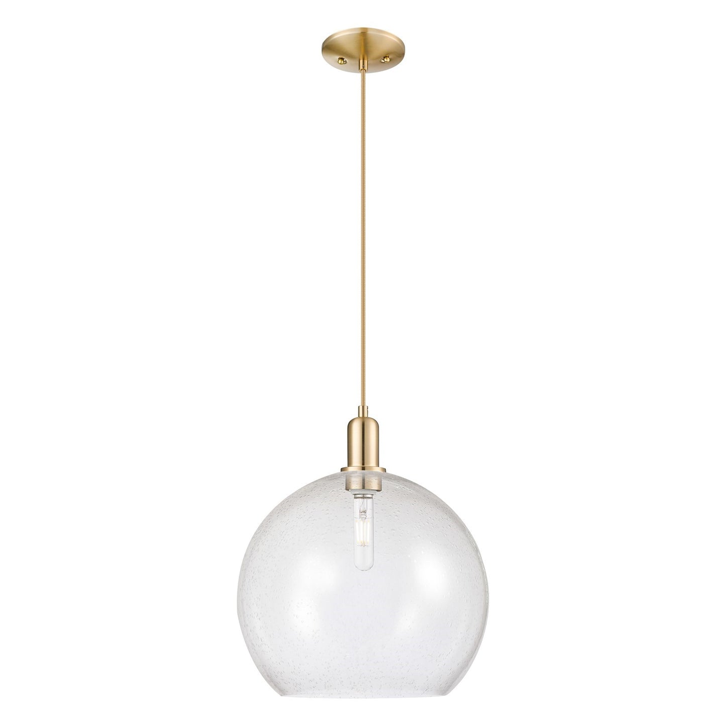 Innovations Athens 14in 1-Light Mini Pendant | Industrial Champagne Bronze Steel and Seedy Glass | Kitchen Island & Dining Room | Model 716-1P-CB-G124-14
