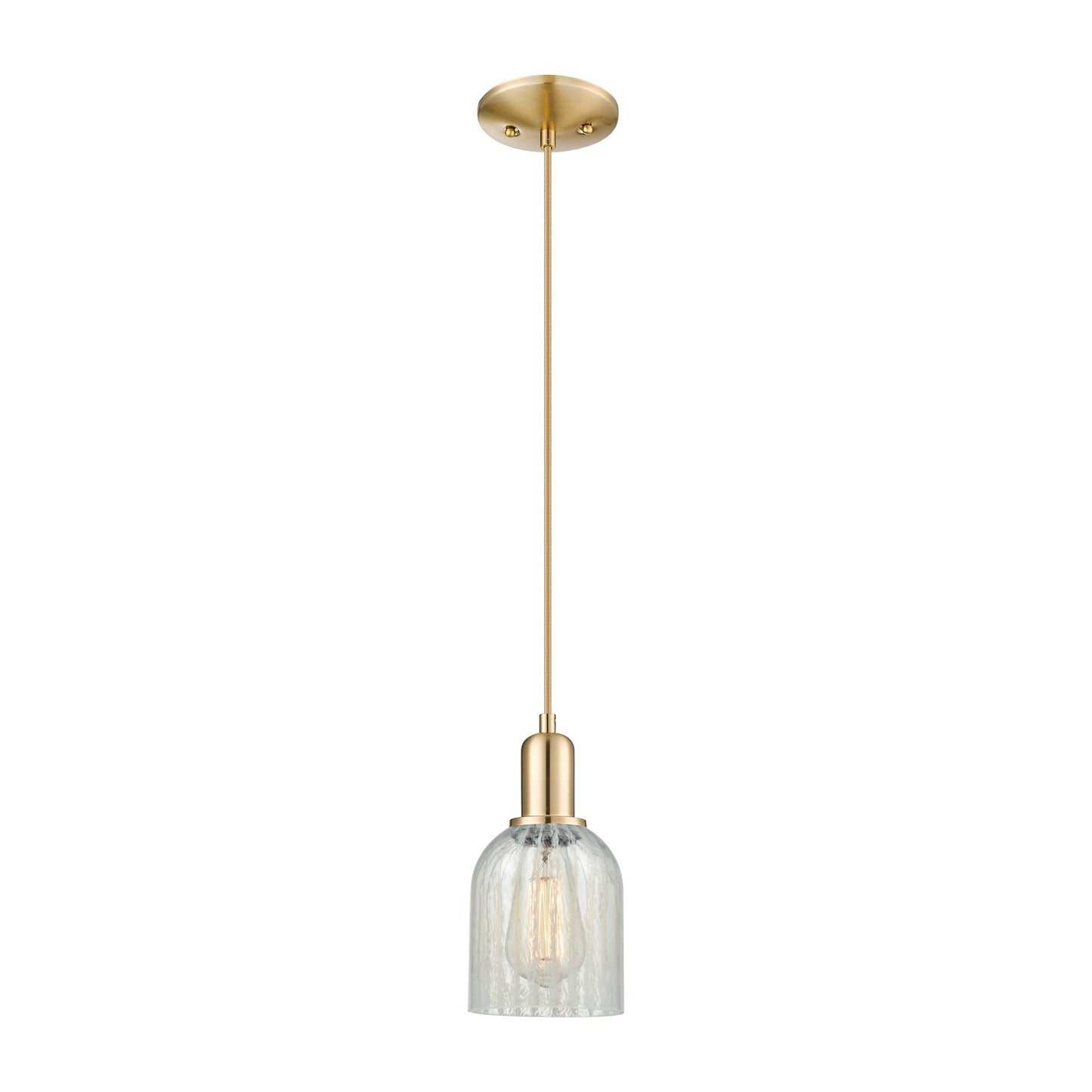 Innovations Caledonia 5in 1-Light Mini Pendant | Industrial Champagne Bronze Steel and Mouchette Glass | Kitchen Island & Dining | Model 716-1P-CB-G2511