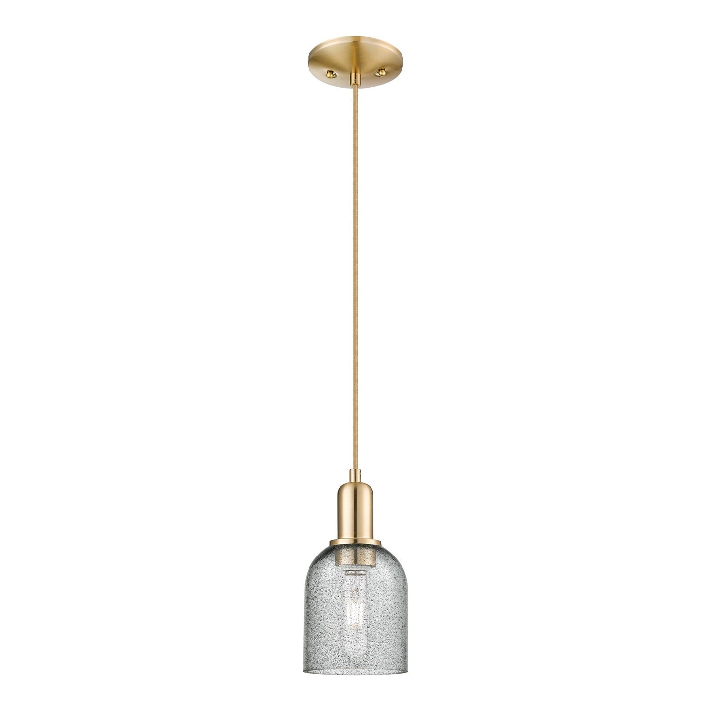 Innovations Caledonia 5in 1-Light Mini Pendant | Industrial Champagne Bronze Steel and Charcoal Glass | Kitchen Island & Dining | Model 716-1P-CB-G257