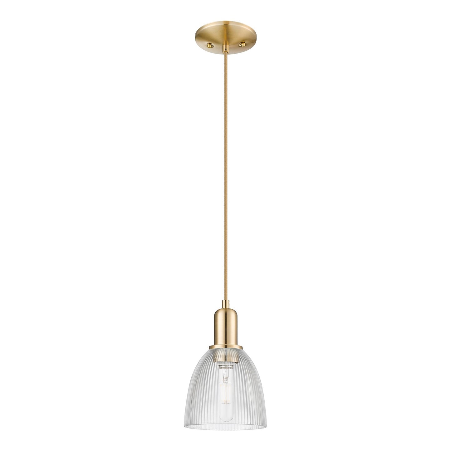Innovations Castile 6in 1-Light Mini Pendant | Industrial Champagne Bronze Steel and Clear Glass | Kitchen Island & Dining Room | Model 716-1P-CB-G382