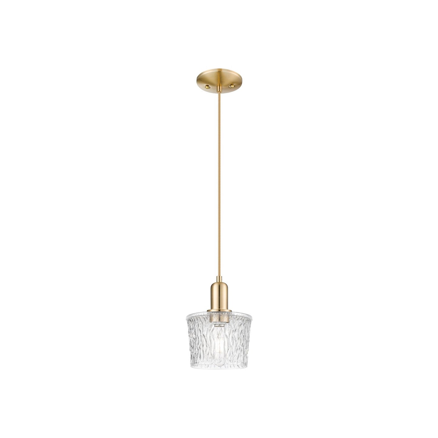 Innovations Niagara 7in 1-Light Mini Pendant | Industrial Champagne Bronze Steel and Clear Textured Glass | Kitchen Island & Dining | Model 716-1P-CB-G402