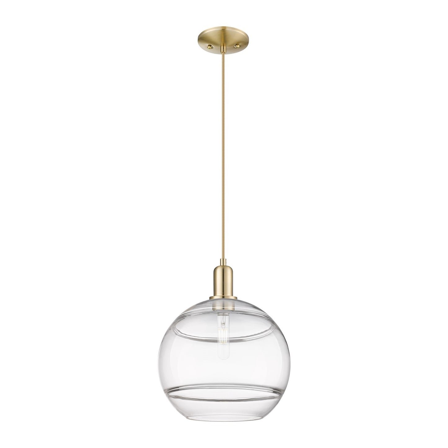 Innovations Rochester 12in 1-Light Mini Pendant | Industrial Champagne Bronze Steel and Clear Glass | Kitchen Island & Dining | Model 716-1P-CB-G556-12CL