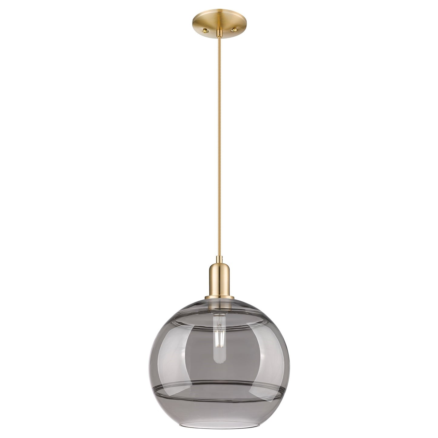 Innovations Rochester 12in 1-Light Mini Pendant | Industrial Champagne Bronze Steel and Light Smoke Glass | Kitchen Island & | Model 716-1P-CB-G556-12SM