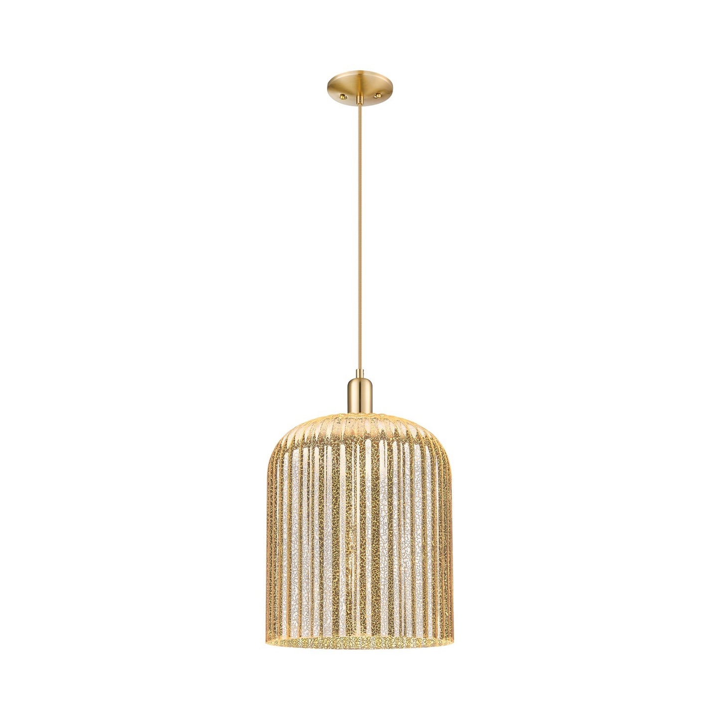 Innovations Bridal Veil 12in 1-Light Mini Pendant | Industrial Champagne Bronze Steel and Mercury Ribbed Glass | Kitchen | Model 716-1P-CB-G559-12ME