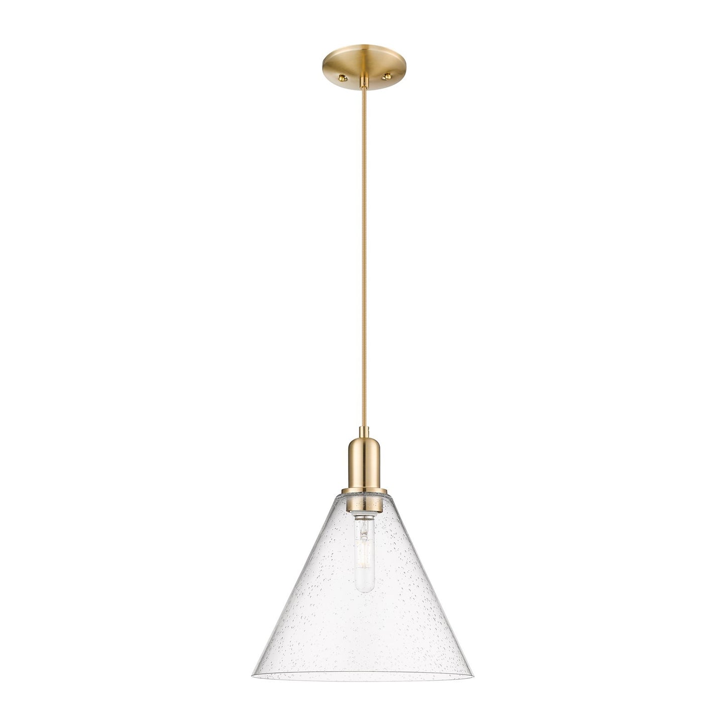 Innovations Berkshire Glass 12in 1-Light Mini Pendant | Industrial Champagne Bronze Steel and Seedy Glass | Kitchen Island & | Model 716-1P-CB-GBC-124