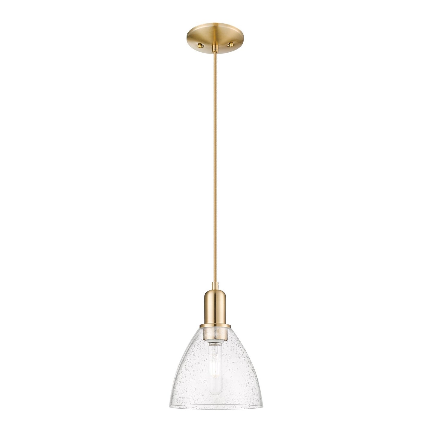 Innovations Bristol 8in 1-Light Mini Pendant | Industrial Champagne Bronze Steel and Seedy Glass | Kitchen Island & Dining Room | Model 716-1P-CB-GBD-754