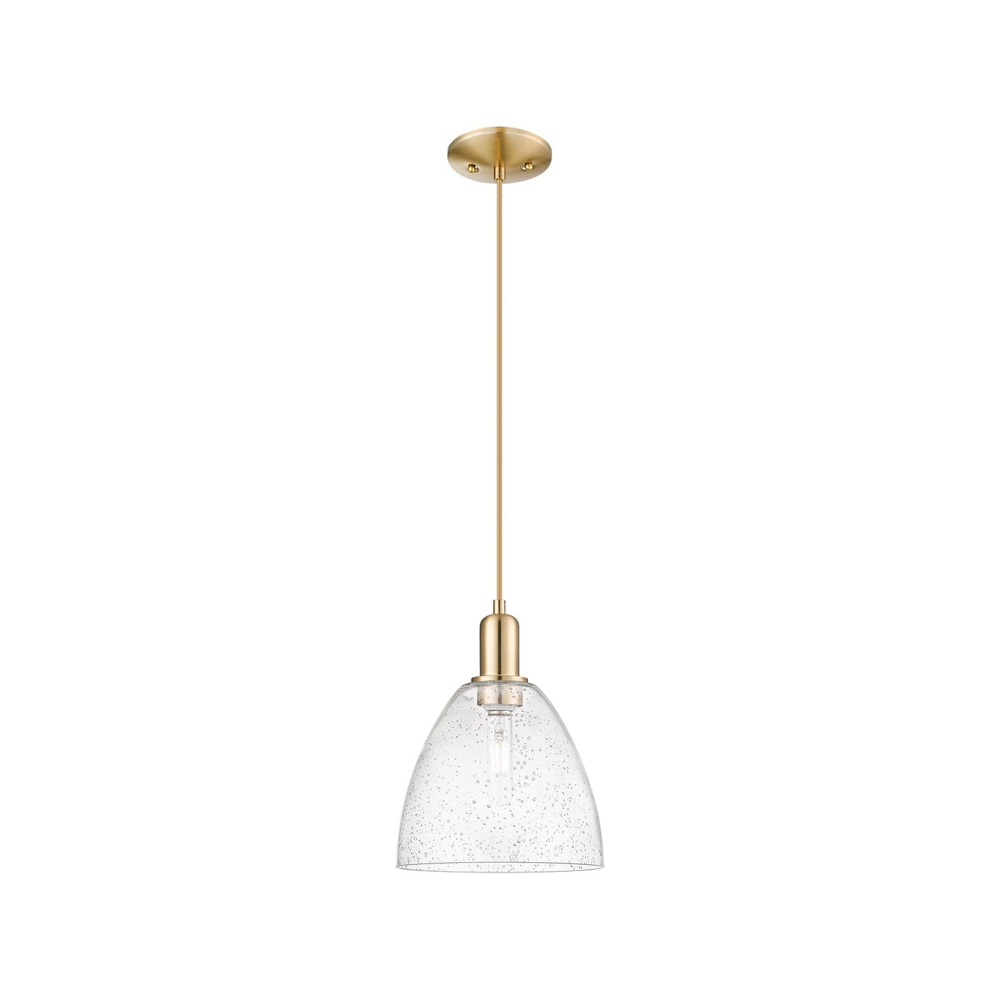 Innovations Bristol 9in 1-Light Mini Pendant | Industrial Champagne Bronze Steel and Seedy Glass | Kitchen Island & Dining Room | Model 716-1P-CB-GBD-94