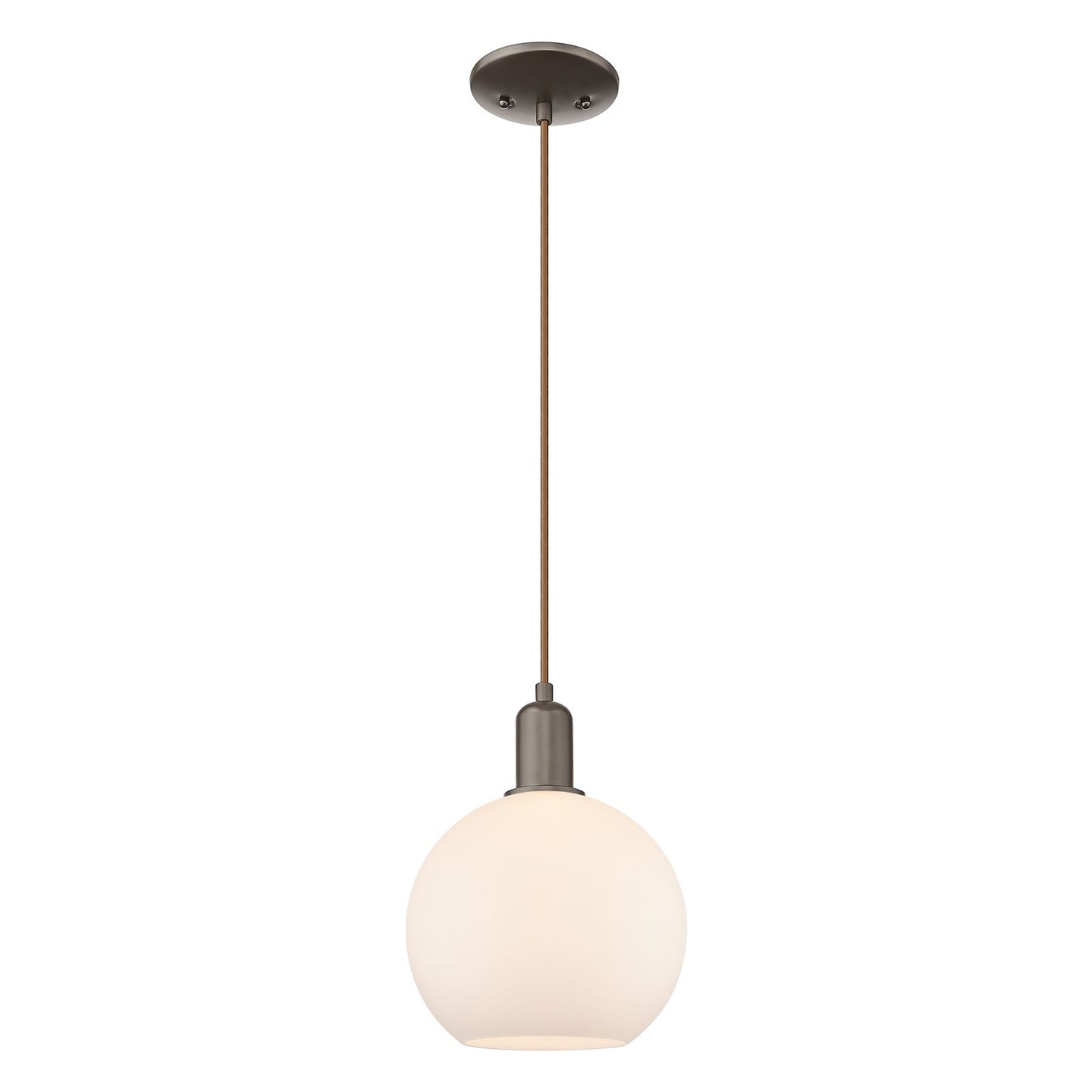 Innovations Athens 10in 1-Light Mini Pendant | Industrial Oil Rubbed Bronze and Matte White Glass | Kitchen Island & Dining Room | Model 716-1P-OB-G121-10