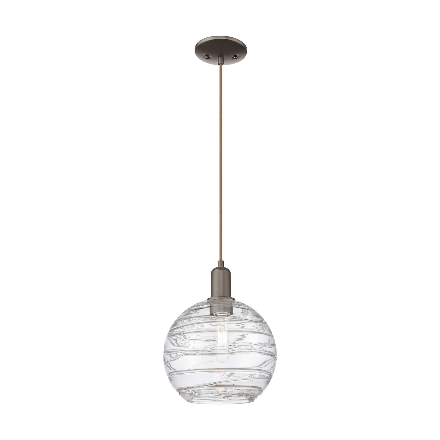 Innovations Athens Deco Swirl 10in 1-Light Mini Pendant | Industrial Oil Rubbed Bronze and Clear Glass | Kitchen Island & | Model 716-1P-OB-G1213-10CL