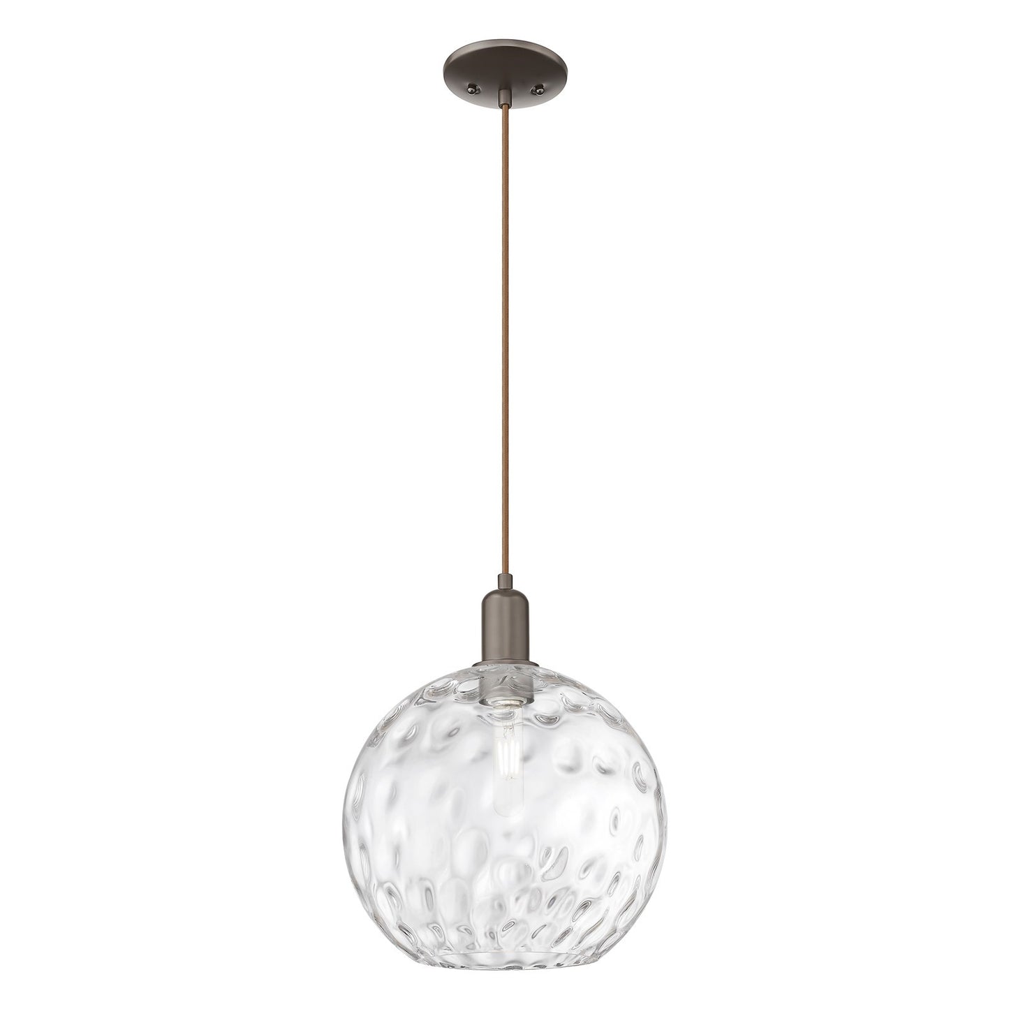 Innovations Athens 12in 1-Light Mini Pendant | Industrial Oil Rubbed Bronze Steel and Clear Water Glass | Kitchen Island & | Model 716-1P-OB-G1215-12