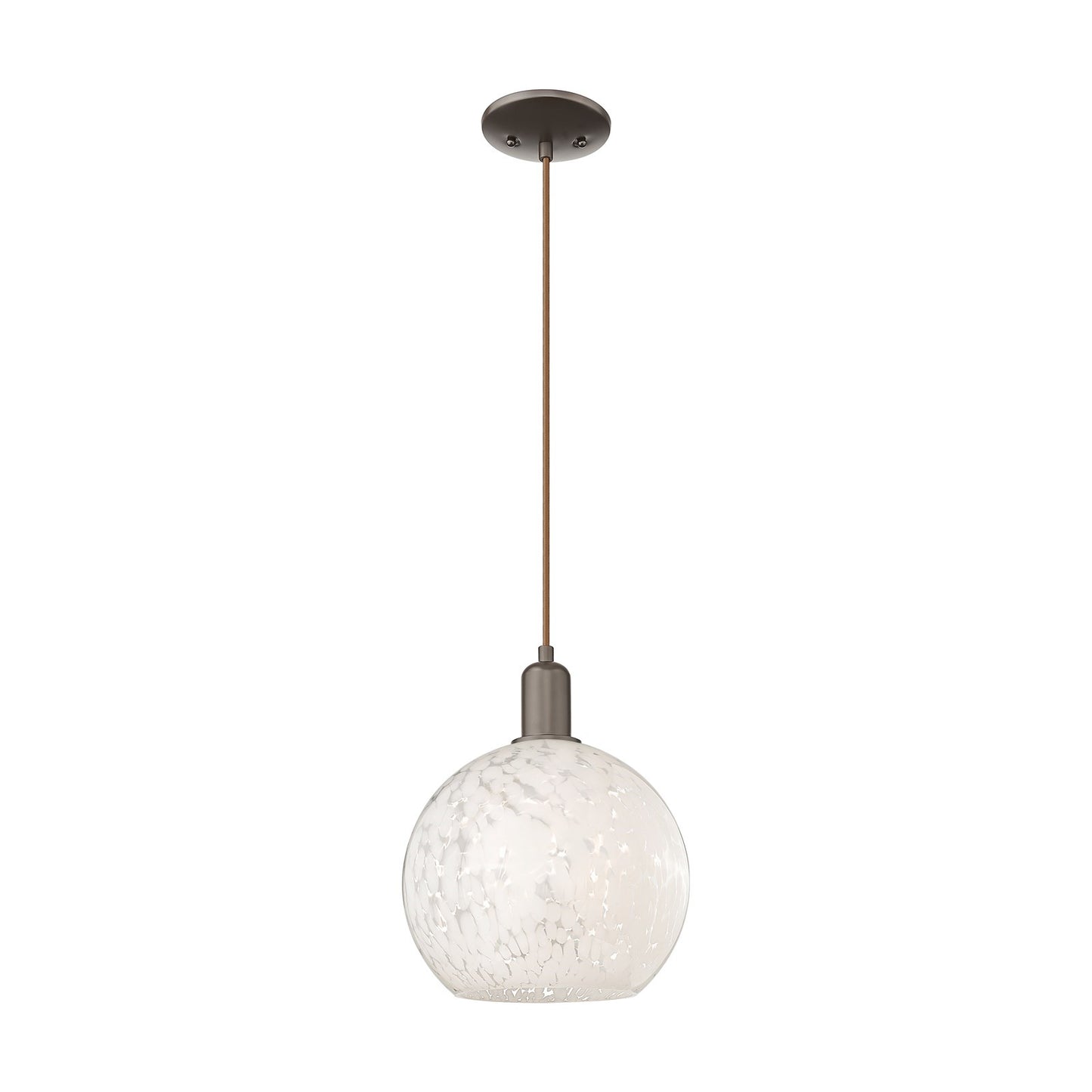 Innovations Lighting Arcadia 10in 1-Light Mini Pendant | Industrial Oil Rubbed Bronze and White Mouchette Glass | Kitchen | Model 716-1P-OB-G1216-10WM