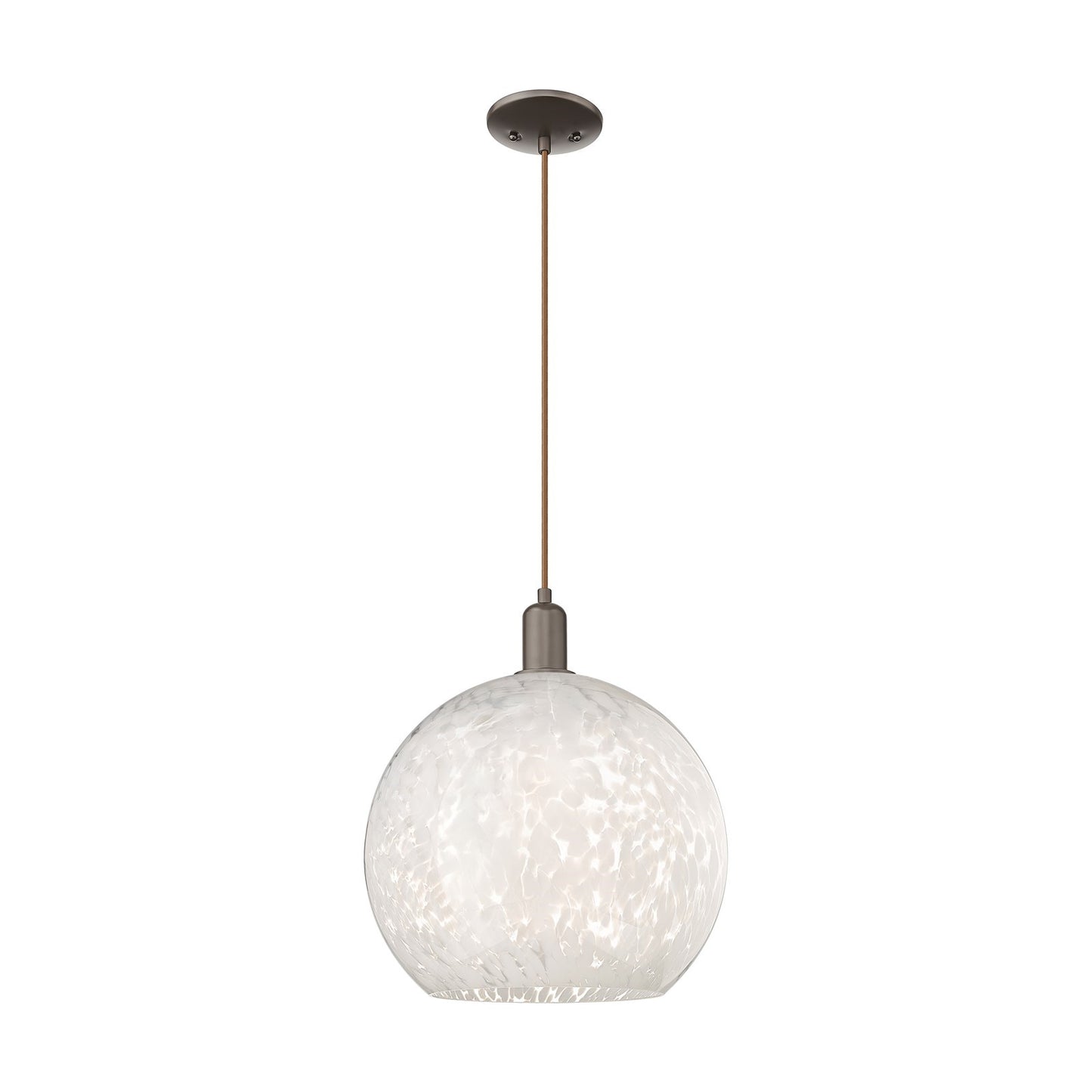Innovations Lighting Arcadia 14in 1-Light Mini Pendant | Industrial Oil Rubbed Bronze Steel and White Mouchette Glass | Model 716-1P-OB-G1216-14WM