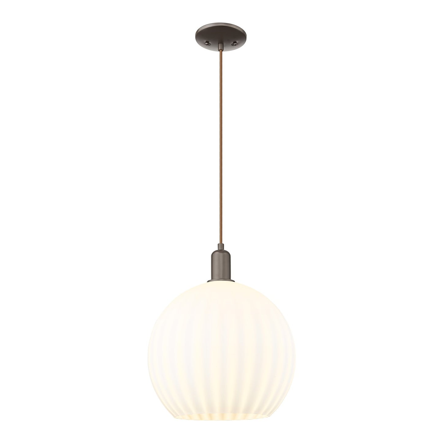 Innovations Lighting Arcadia 14in 1-Light Mini Pendant | Industrial Oil Rubbed Bronze and White Venetian Glass | Kitchen | Model 716-1P-OB-G1217-14WV