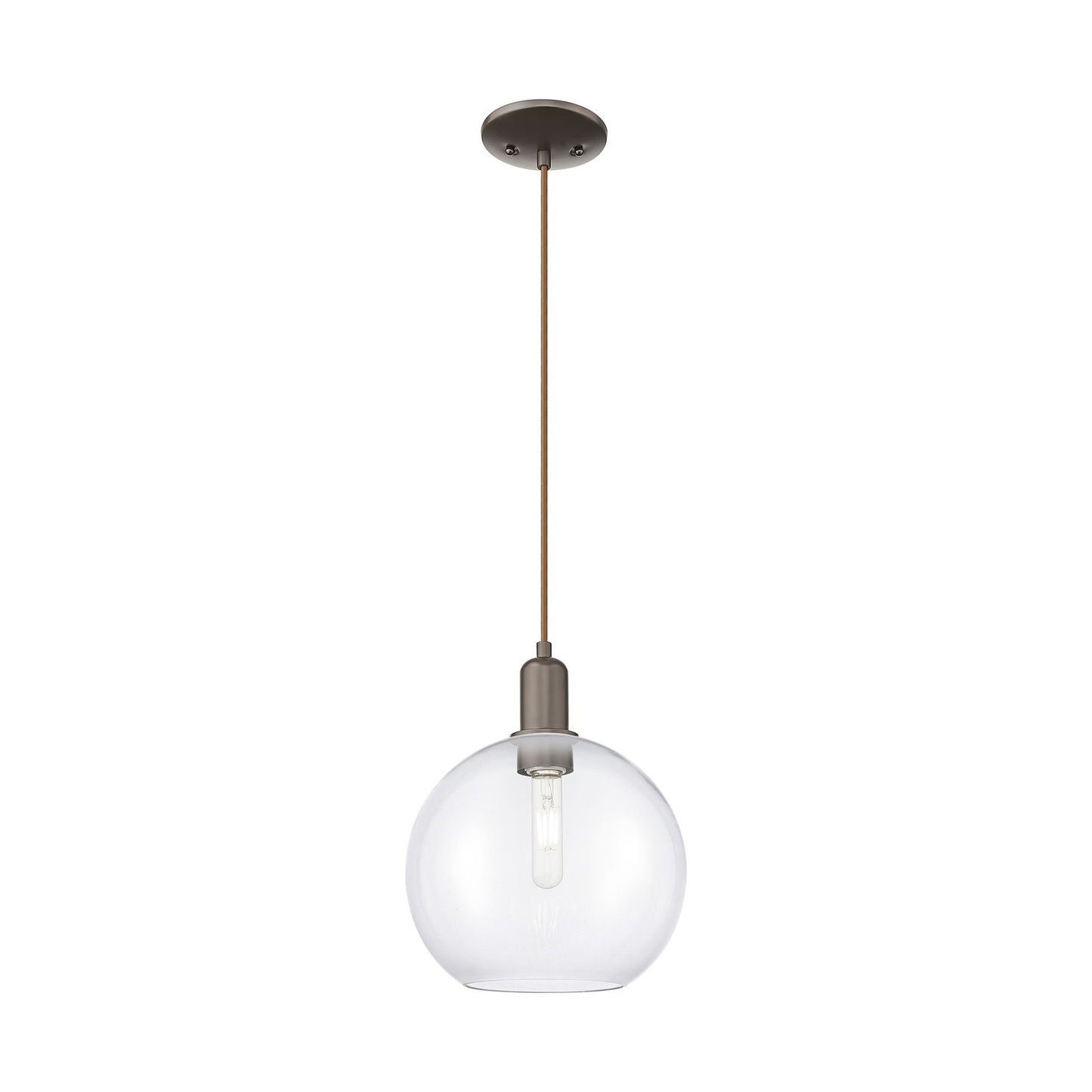 Innovations Athens 10in 1-Light Mini Pendant | Industrial Oil Rubbed Bronze Steel and Clear Glass | Kitchen Island & Dining Room | Model 716-1P-OB-G122-10