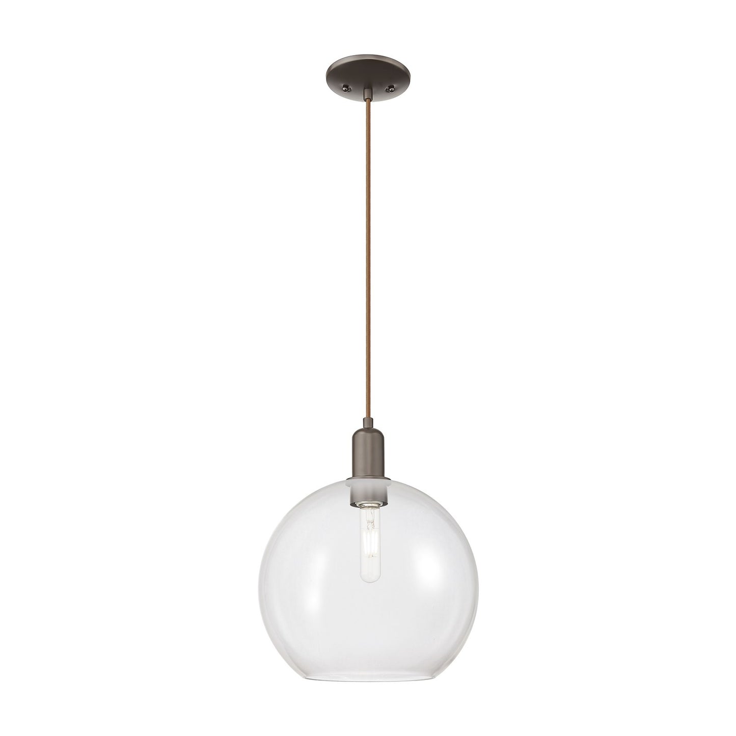 Innovations Athens 12in 1-Light Mini Pendant | Industrial Oil Rubbed Bronze Steel and Clear Glass | Kitchen Island & Dining Room | Model 716-1P-OB-G122-12