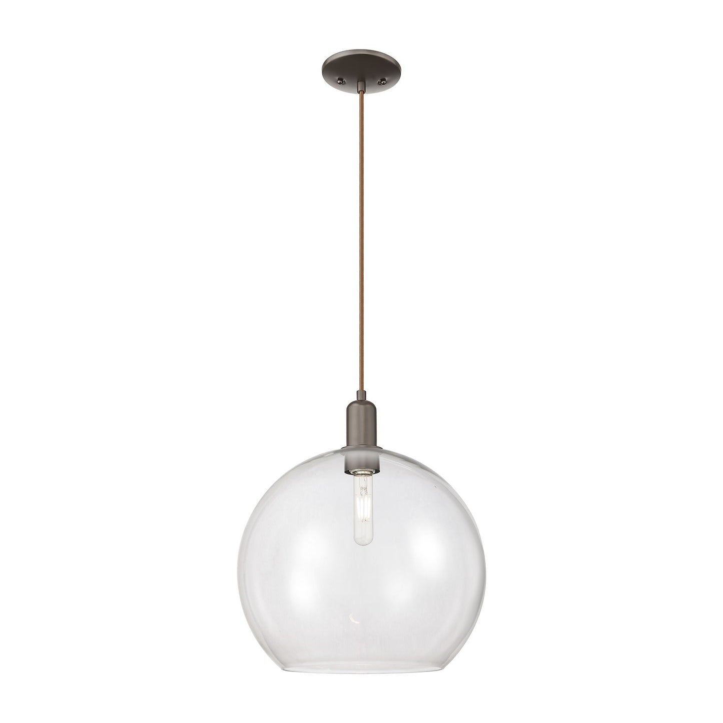 Innovations Athens 14in 1-Light Mini Pendant | Industrial Oil Rubbed Bronze Steel and Clear Glass | Kitchen Island & Dining Room | Model 716-1P-OB-G122-14