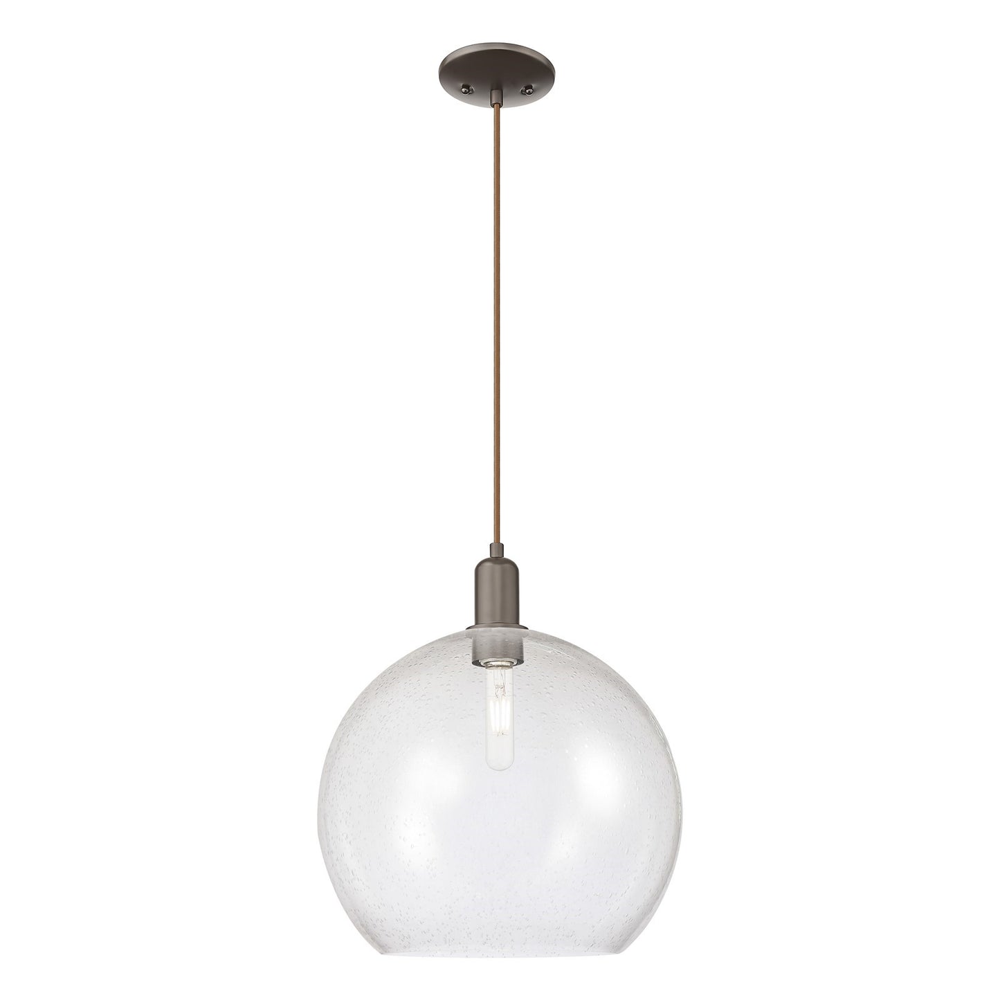 Innovations Athens 14in 1-Light Mini Pendant | Industrial Oil Rubbed Bronze and Seedy Glass | Kitchen Island | 13.75 x 13.75 x | Model 716-1P-OB-G124-14