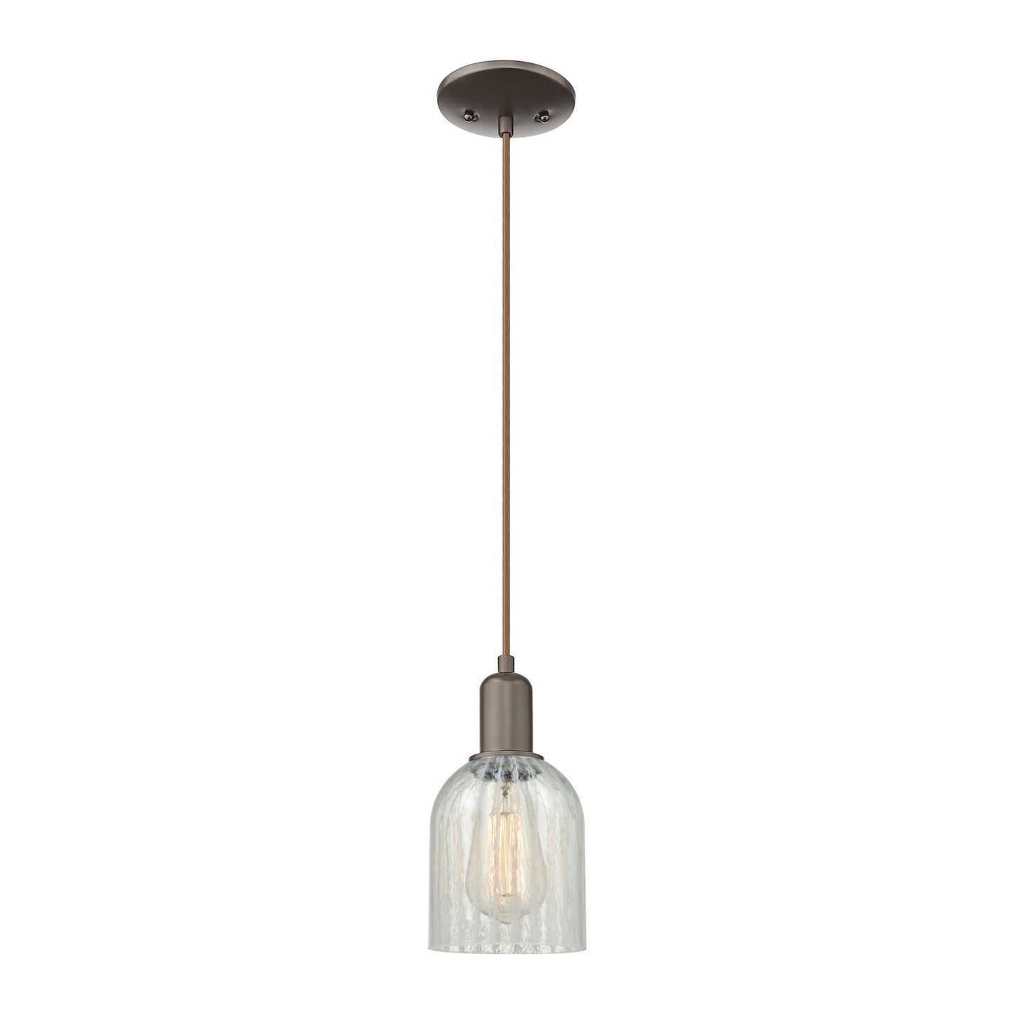 Innovations Caledonia 5in 1-Light Mini Pendant | Industrial Oil Rubbed Bronze Steel and Mouchette Glass | Kitchen Island & Dining | Model 716-1P-OB-G2511