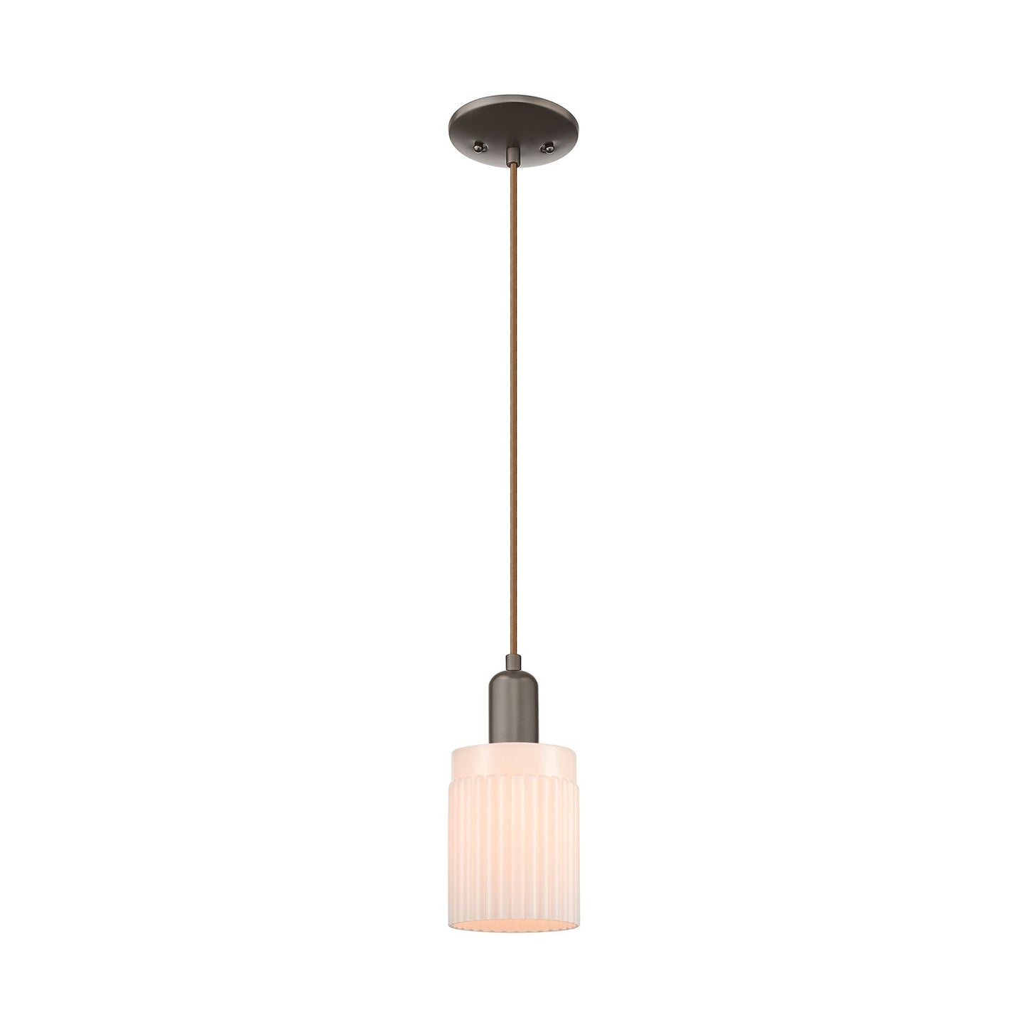 Innovations Hadley 1-Light Mini Pendant | Industrial Oil Rubbed Bronze Steel and Matte White Glass | Kitchen Island & Dining Room | Model 716-1P-OB-G341