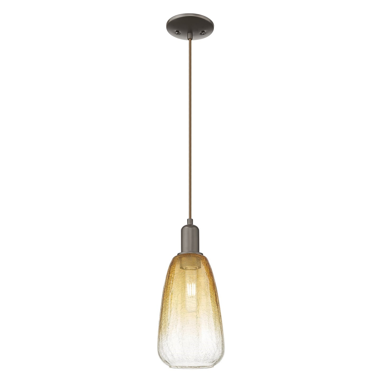Innovations Brookhaven Almond 6in 1-Light Mini Pendant | Industrial Oil Rubbed Bronze Steel and Amber Glass | Kitchen Island | Model 716-1P-OB-G480-6AM