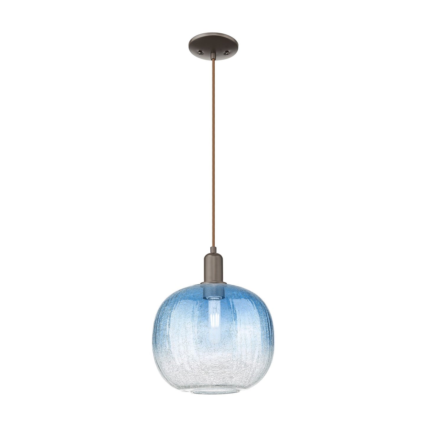 Innovations Brookhaven Sphere 10.5in 1-Light Mini Pendant | Industrial Oil Rubbed Bronze and Sapphire Blue Glass | Kitchen | Model 716-1P-OB-G481-10SB