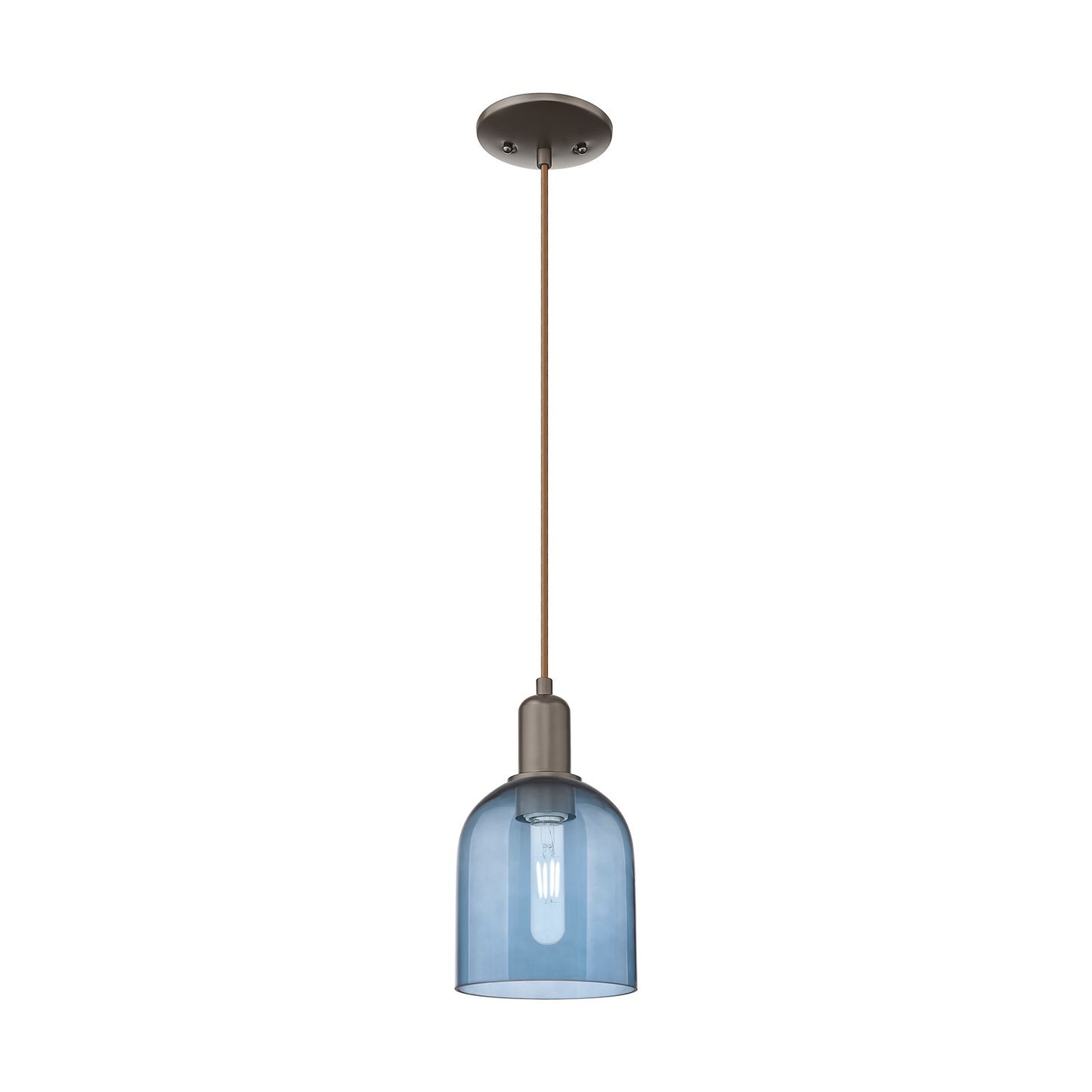 Innovations Bella 6in 1-Light Mini Pendant | Industrial Oil Rubbed Bronze and Blue Glass | Kitchen Island & Dining Room | 5.5 x | Model 716-1P-OB-G558-6BL
