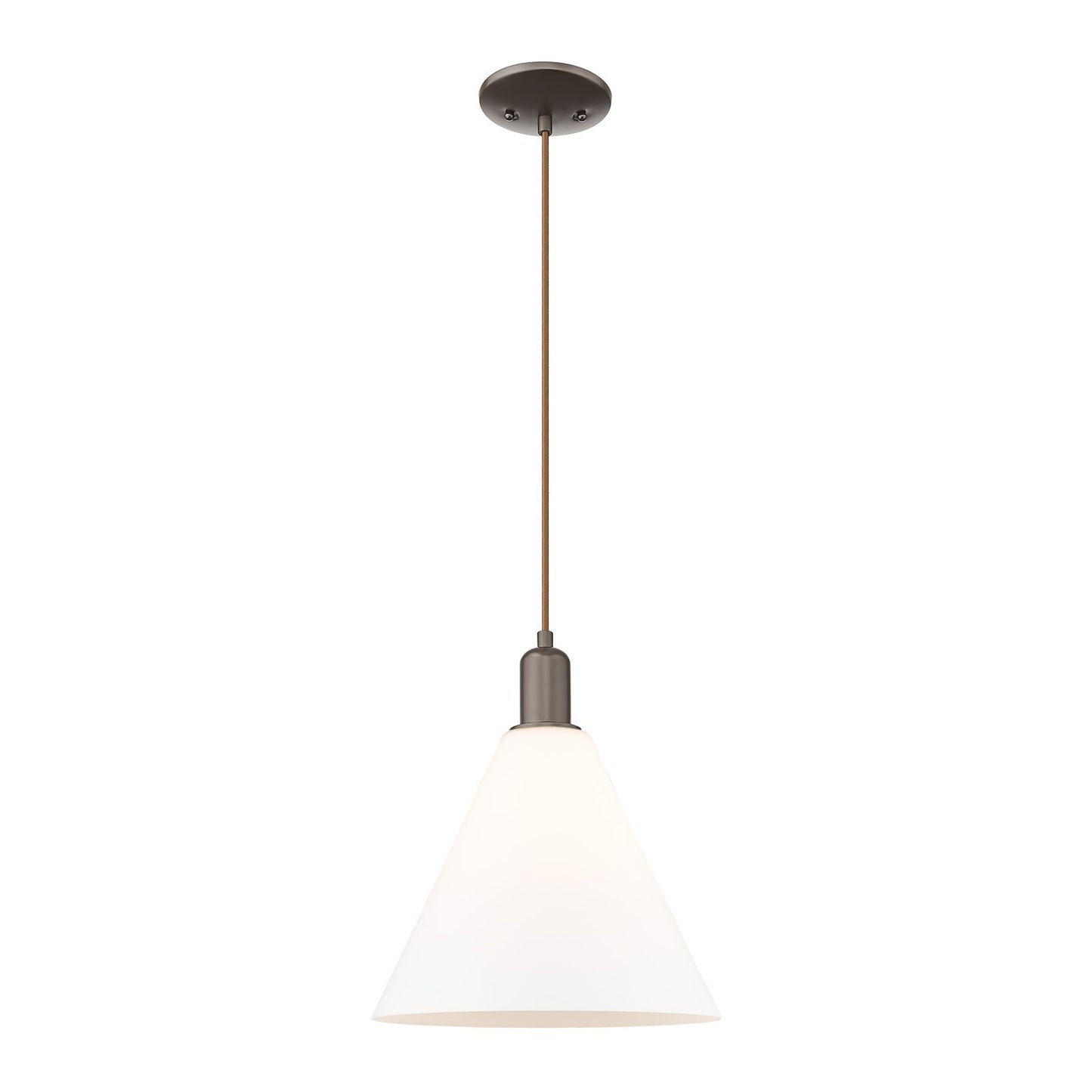 Innovations Berkshire Glass 12in 1-Light Mini Pendant | Industrial Oil Rubbed Bronze and Matte White Glass | Kitchen Island & | Model 716-1P-OB-GBC-121