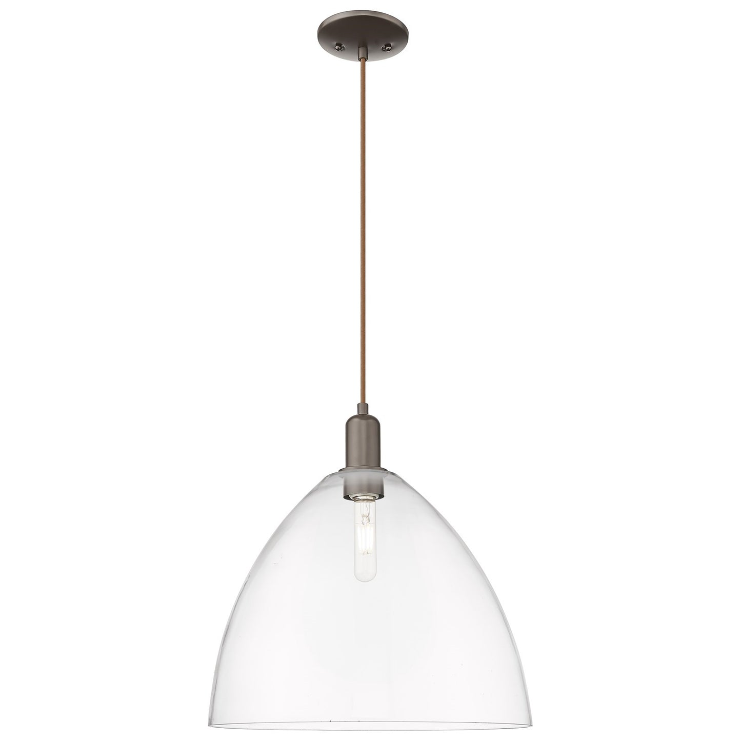 Innovations Bristol 16in 1-Light Mini Pendant | Industrial Oil Rubbed Bronze and Clear Glass | Kitchen Island & Dining Room | 16 | Model 716-1P-OB-GBD-162