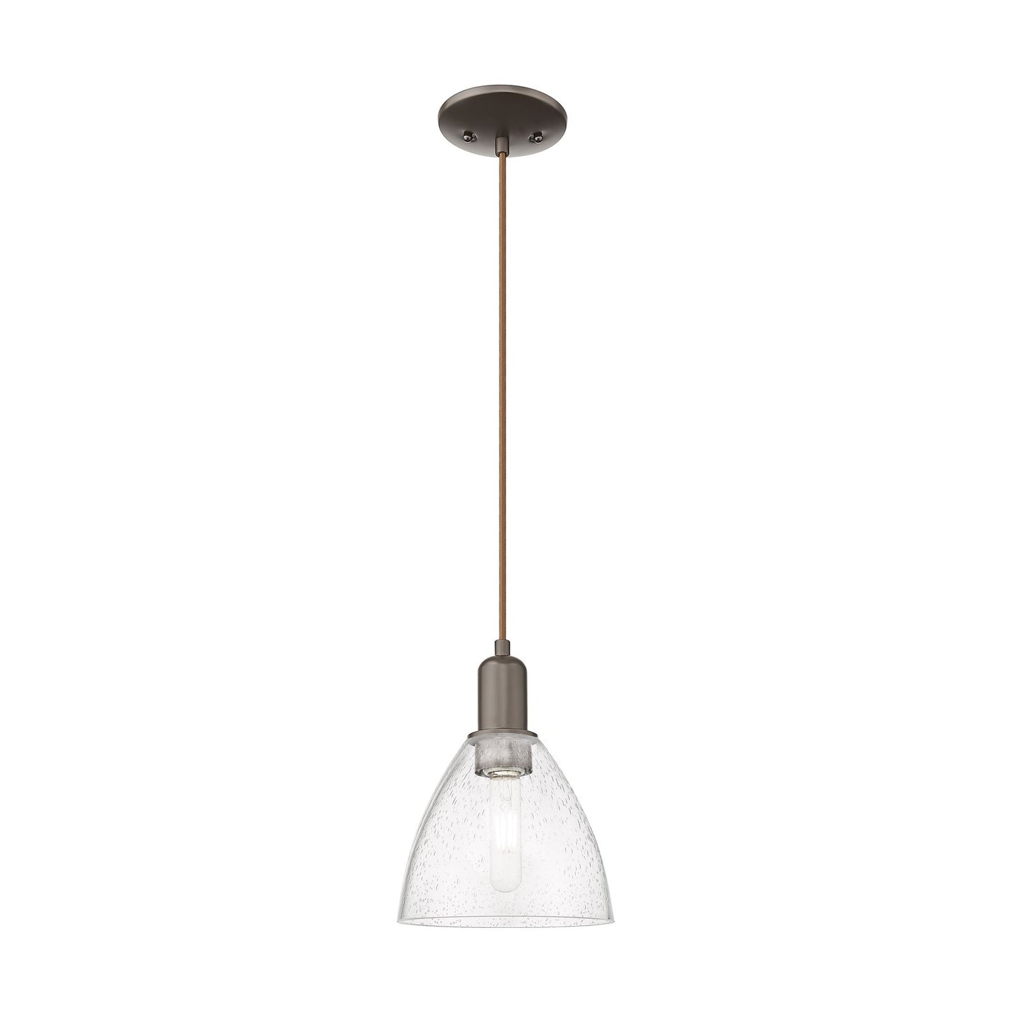 Innovations Bristol 8in 1-Light Mini Pendant | Industrial Oil Rubbed Bronze Steel and Seedy Glass | Kitchen Island & Dining Room | Model 716-1P-OB-GBD-754