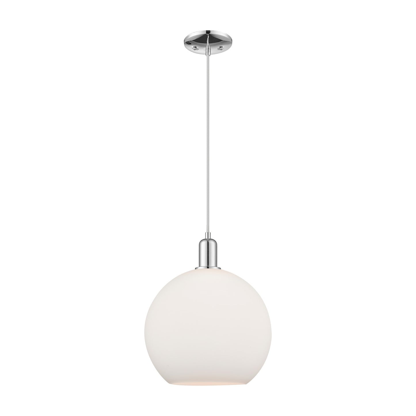 Innovations Athens 12in 1-Light Mini Pendant | Industrial Polished Chrome and Matte White Glass | Kitchen Island & Dining Room | Model 716-1P-PC-G121-12