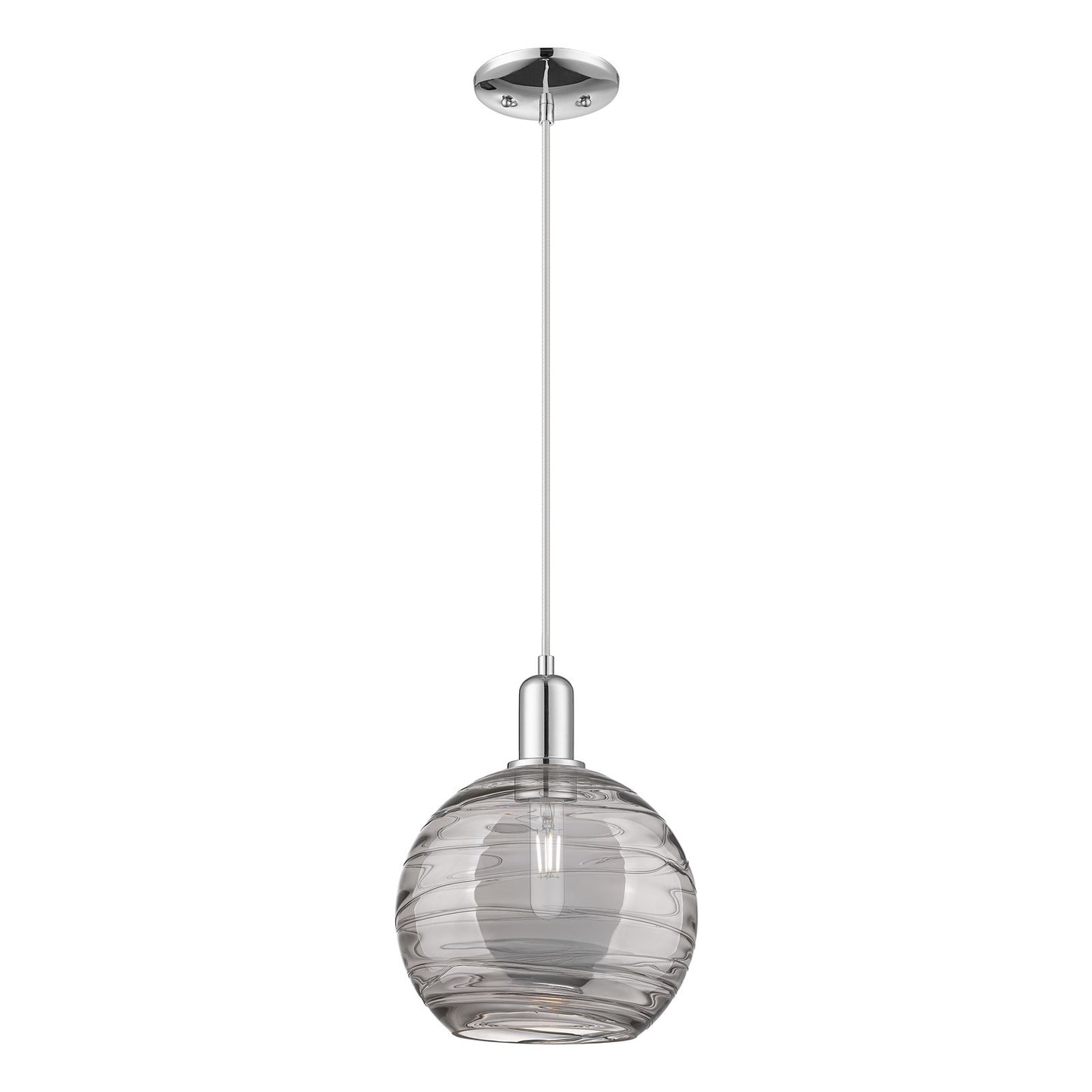 Innovations Athens Deco Swirl 10in 1-Light Mini Pendant | Industrial Polished Chrome and Clear Glass | Kitchen Island & | Model 716-1P-PC-G1213-10CL