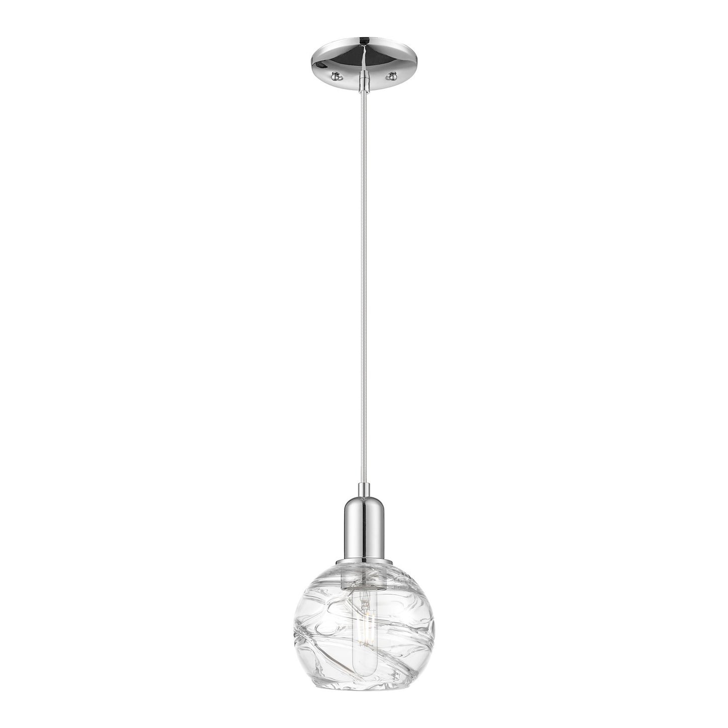 Innovations Athens Deco Swirl 6in 1-Light Mini Pendant | Industrial Polished Chrome and Clear Deco Swirl Glass | Kitchen | Model 716-1P-PC-G1213-6CL