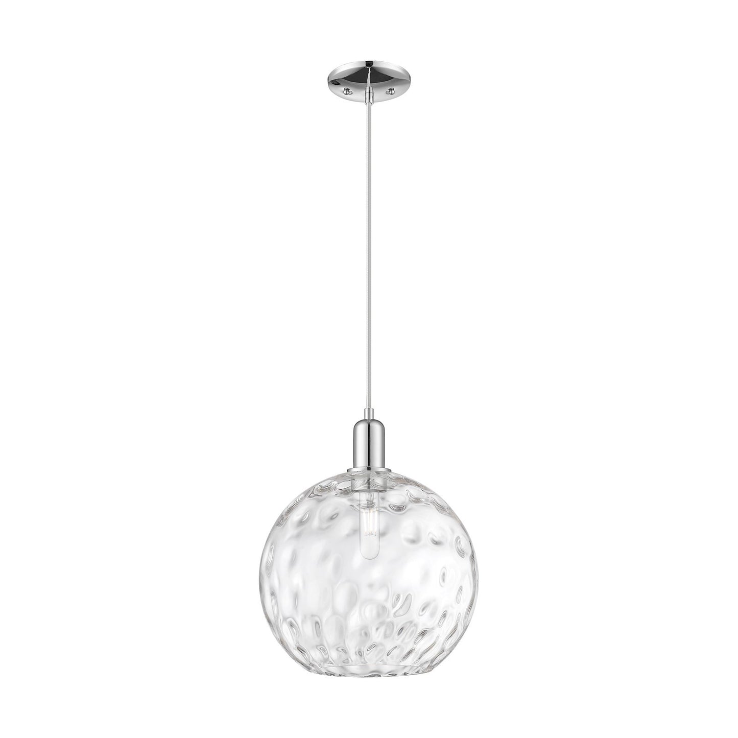 Innovations Athens Water Glass 12in 1-Light Mini Pendant | Industrial Polished Chrome Steel and Clear Water Glass | Kitchen | Model 716-1P-PC-G1215-12