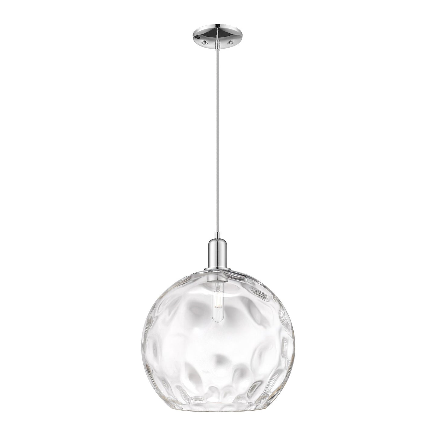 Innovations Athens Water Glass 13in 1-Light Mini Pendant | Industrial Polished Chrome and Clear Glass | Kitchen Island & Dining | Model 716-1P-PC-G1215-14