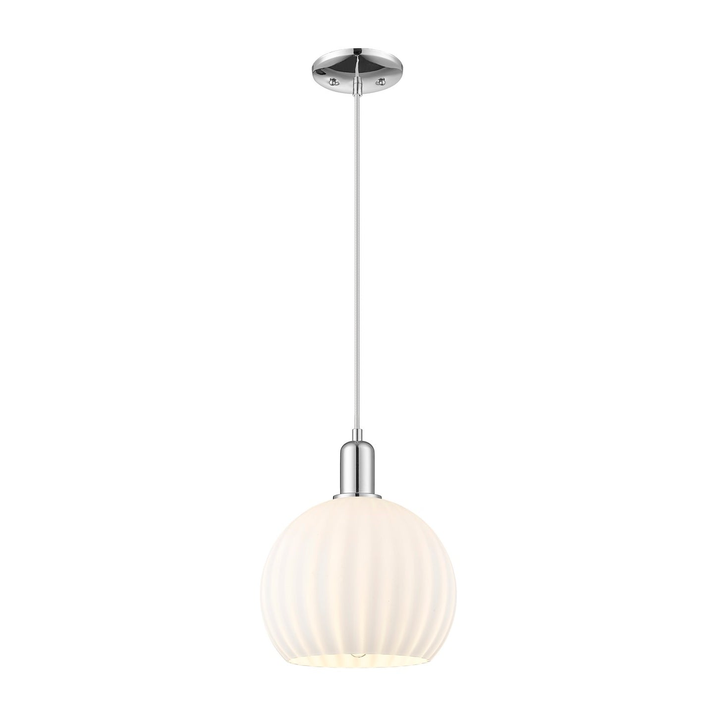 Innovations Lighting White Venetian 10in 1-Light Mini Pendant | Industrial Polished Chrome and White Venetian Glass | Kitchen | Model 716-1P-PC-G1217-10WV