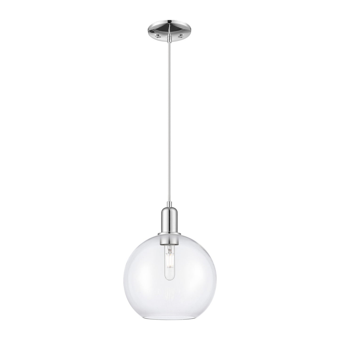 Innovations Athens 10in 1-Light Mini Pendant | Industrial Polished Chrome Steel and Clear Glass | Kitchen Island & Dining Room | Model 716-1P-PC-G122-10