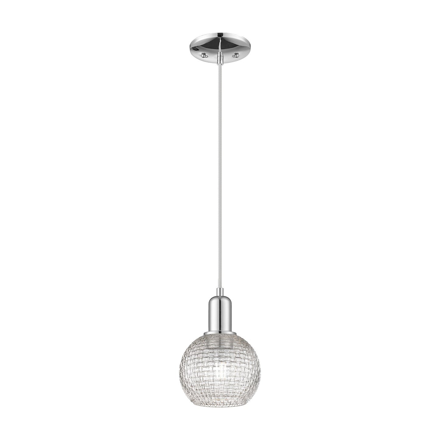 Innovations Athens 6in 1-Light Mini Pendant | Industrial Polished Chrome and Clear Basket Weave Glass | Kitchen Island & | Model 716-1P-PC-G122C-6CL