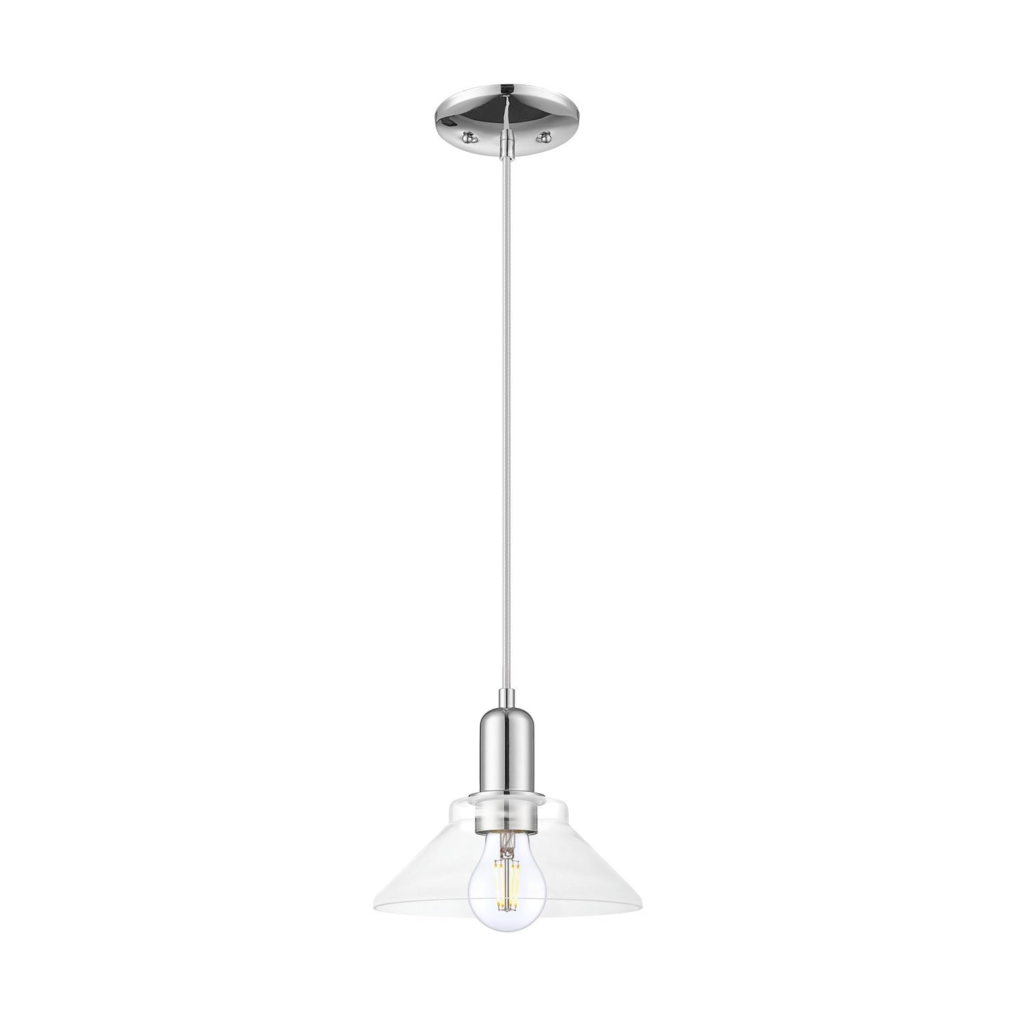 Innovations Orwell 8in 1-Light Mini Pendant | Industrial Polished Chrome Steel and Clear Glass | Kitchen Island & Dining Room | Model 716-1P-PC-G132