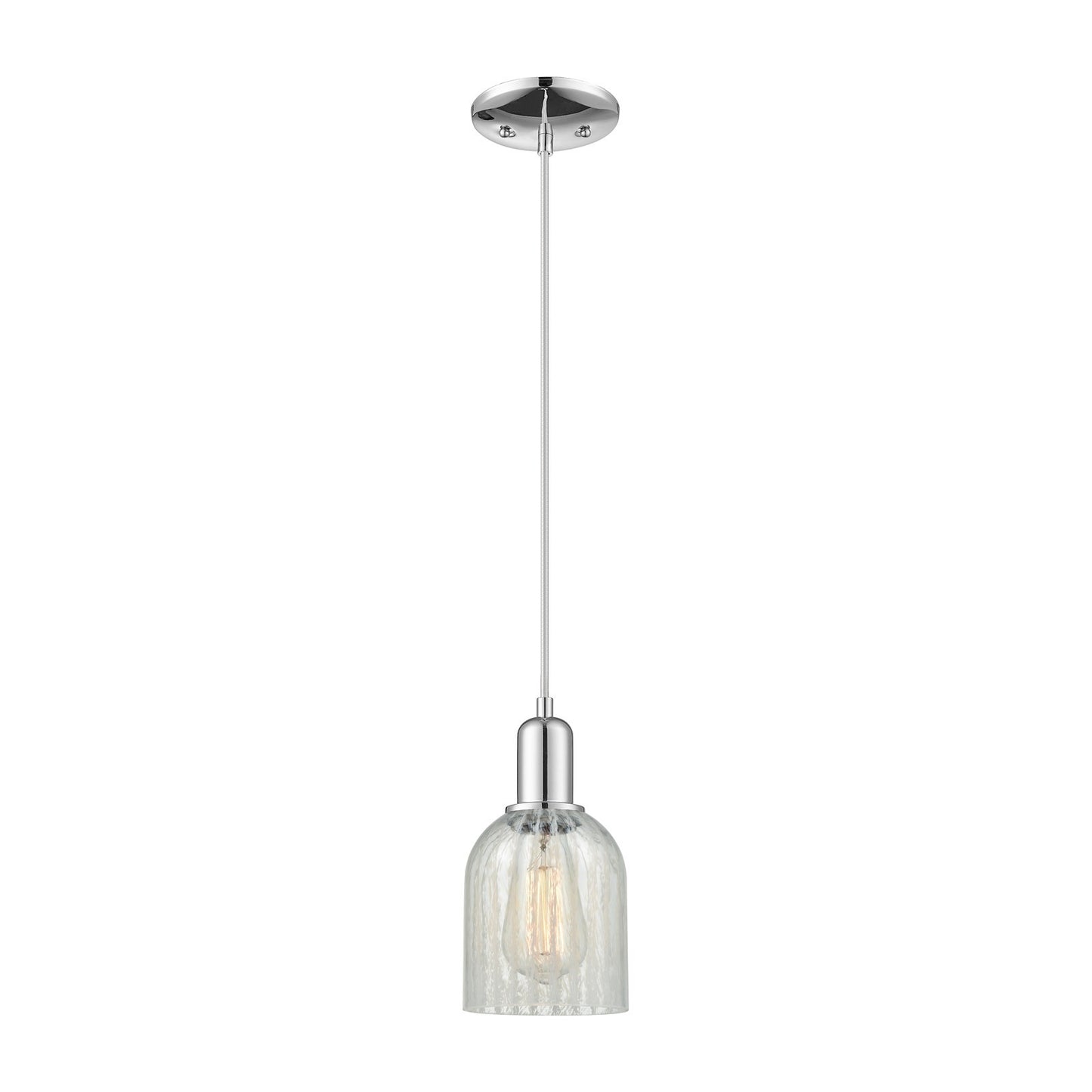 Innovations Caledonia 5in 1-Light Mini Pendant | Industrial Polished Chrome Steel and Mouchette Glass | Kitchen Island & Dining | Model 716-1P-PC-G2511