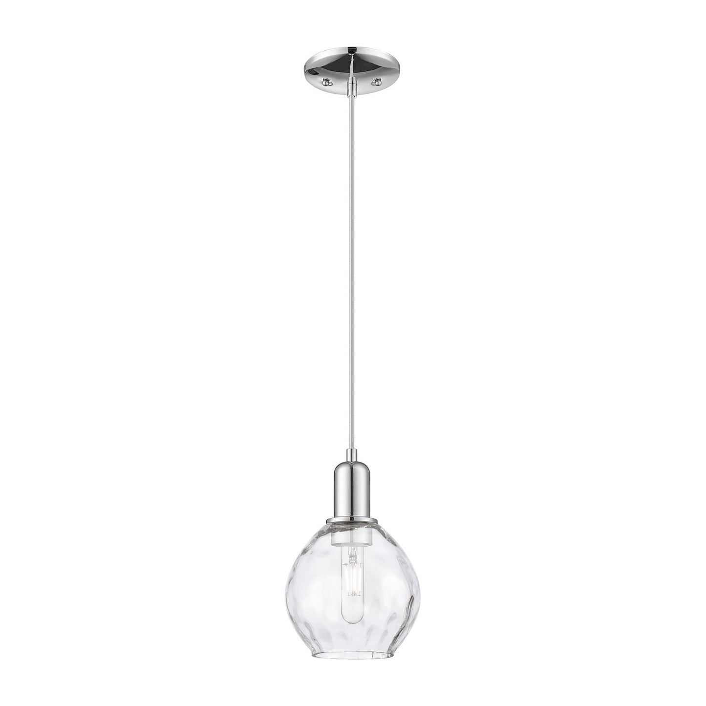 Innovations Waverly 6in 1-Light Mini Pendant | Industrial Polished Chrome and Clear Water Glass | Kitchen Island & Dining Room | 6 | Model 716-1P-PC-G362